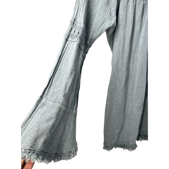 Bianca Cotton Dress, Blue, Size M - Flared‎ Sleeves, Versatile & Stylish - Picture 3 of 8